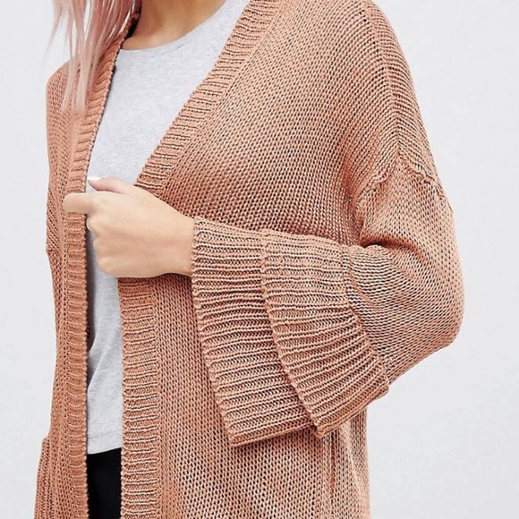 Brave Soul Frill Sleeve Cardigan in Chenille - Picture 2 of 4